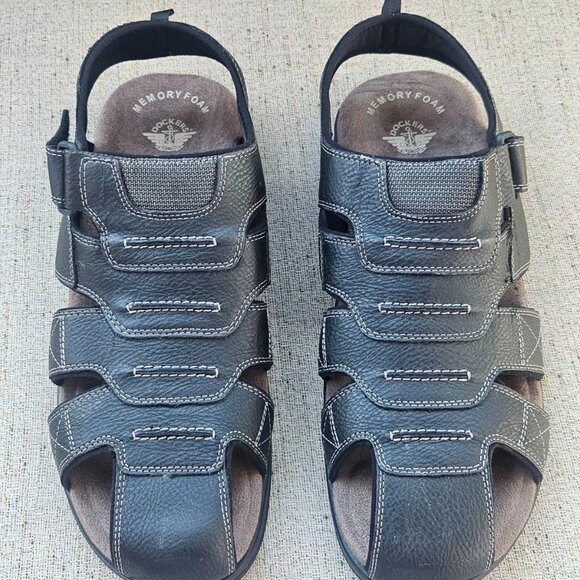 Dockers Men Sandal Dark Brown Faux Leather Upper Man Made Size 14W - Picture 3 of 11